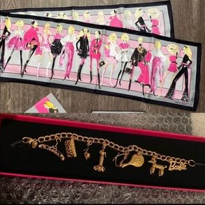 Barbie gold plated charm bracelet &Scarf